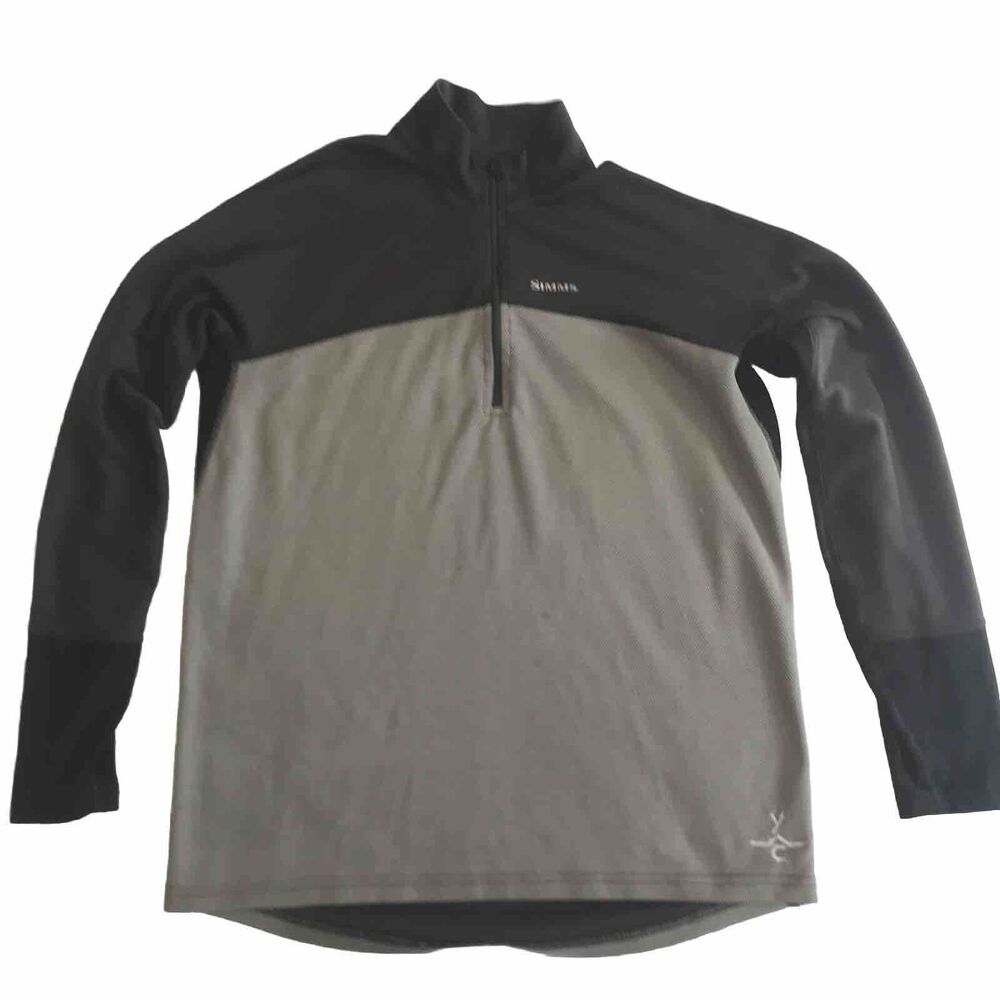 Simms Rivertek 1/4 Zip Pullover Mens S/ M ? Gray Fly Fishing Stretch Polartec